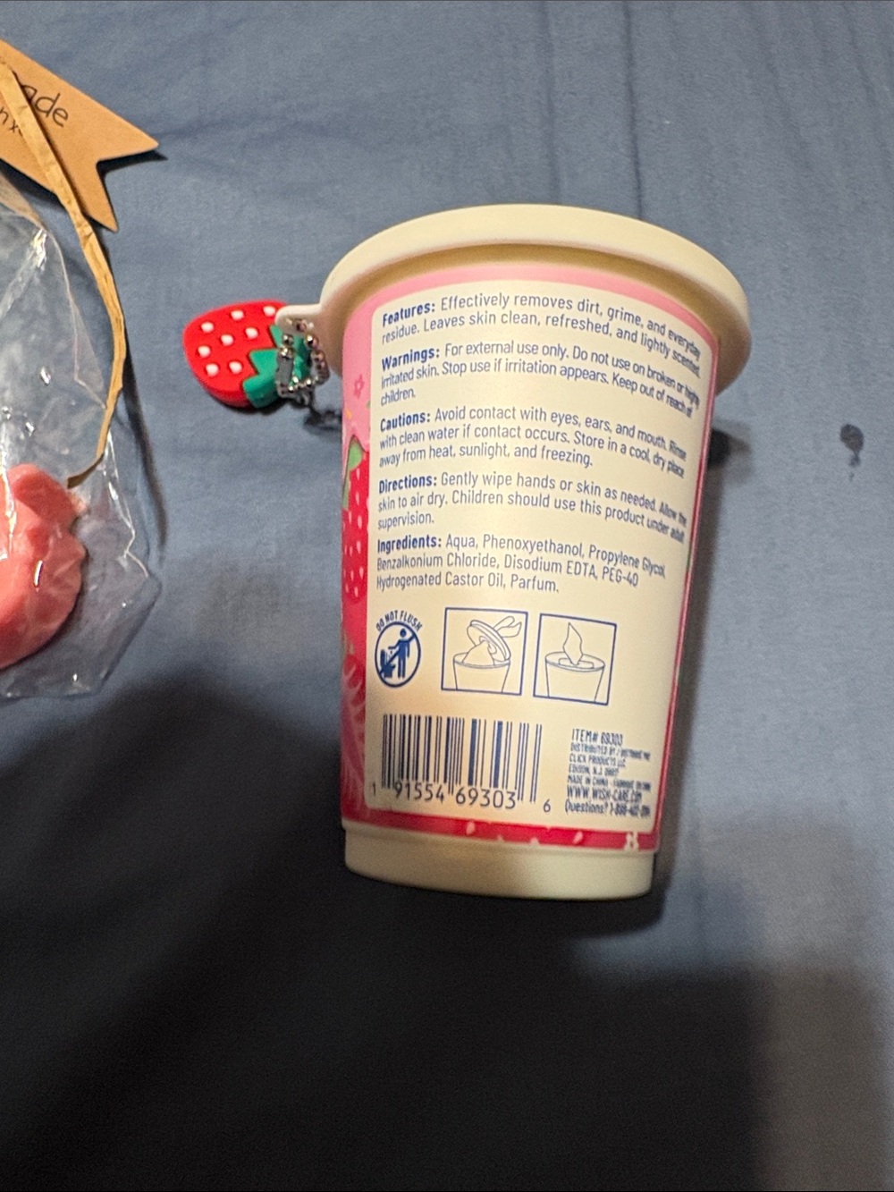 Strawberry Keychain Charm with bracelet and 3 strawberry mini goat milk soaps - Picture 15 of 17
